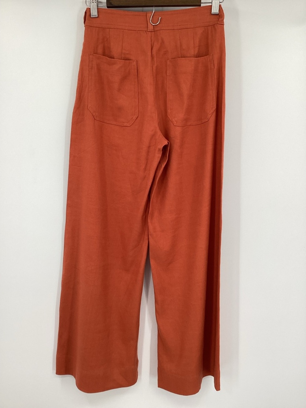 Anthropologie Ettie Linen Wide-Leg Cropped Pants in Rust Orange - Picture 3 of 16